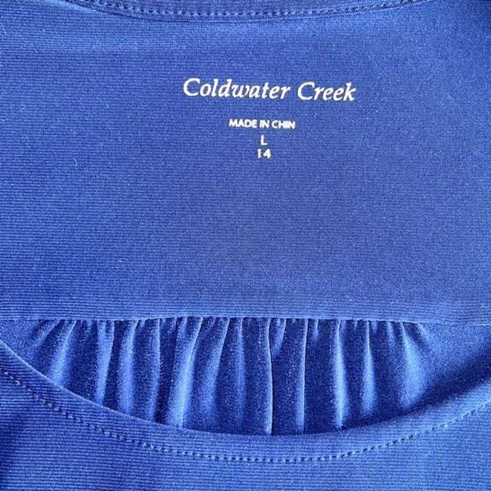 Coldwater Creek Women's Wrap Drape Top Long Sleeve Shirt Layered Blue Large - Picture 5 of 7